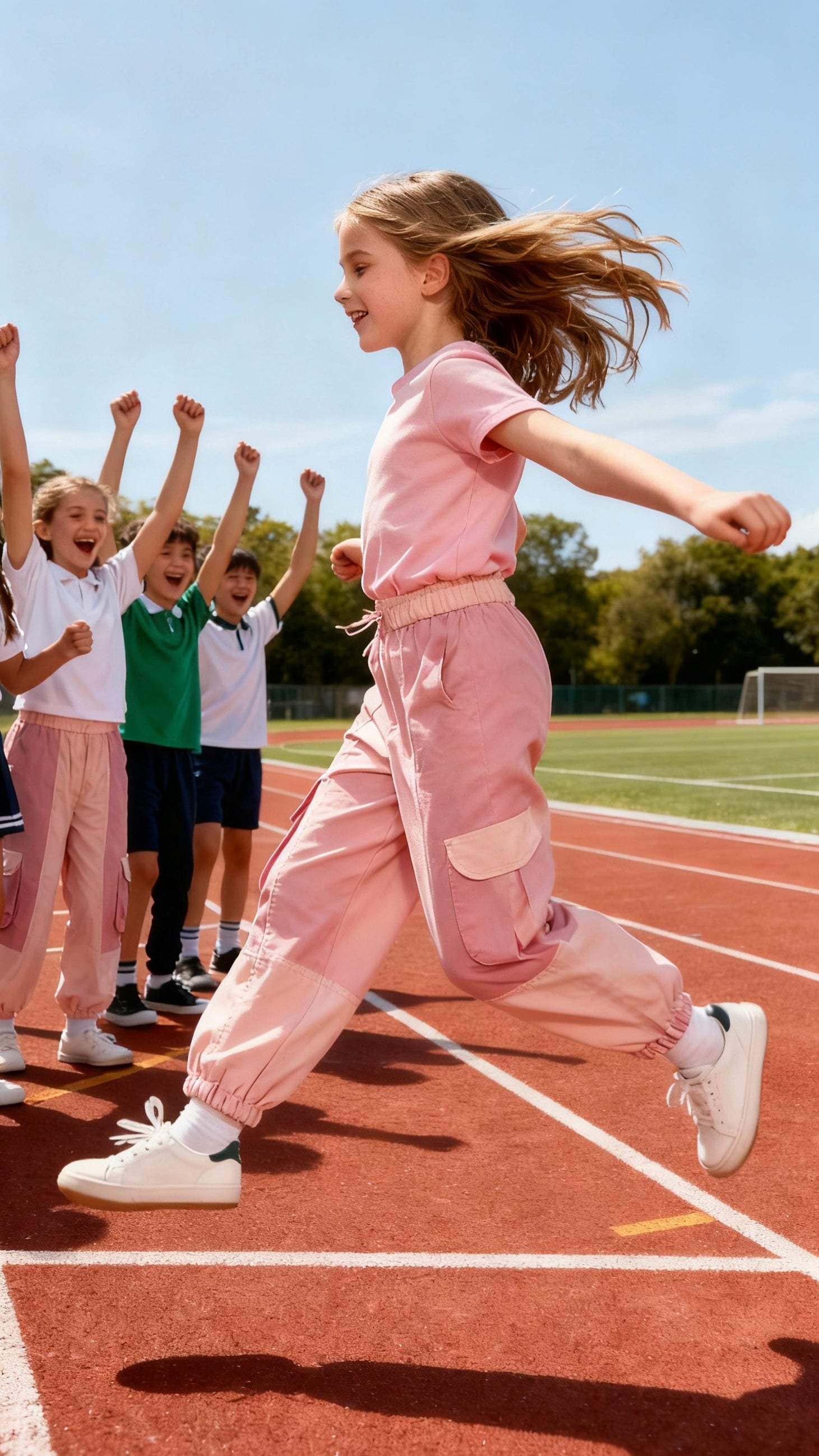 Girls’ Pastel Pink Cargo Pants-1