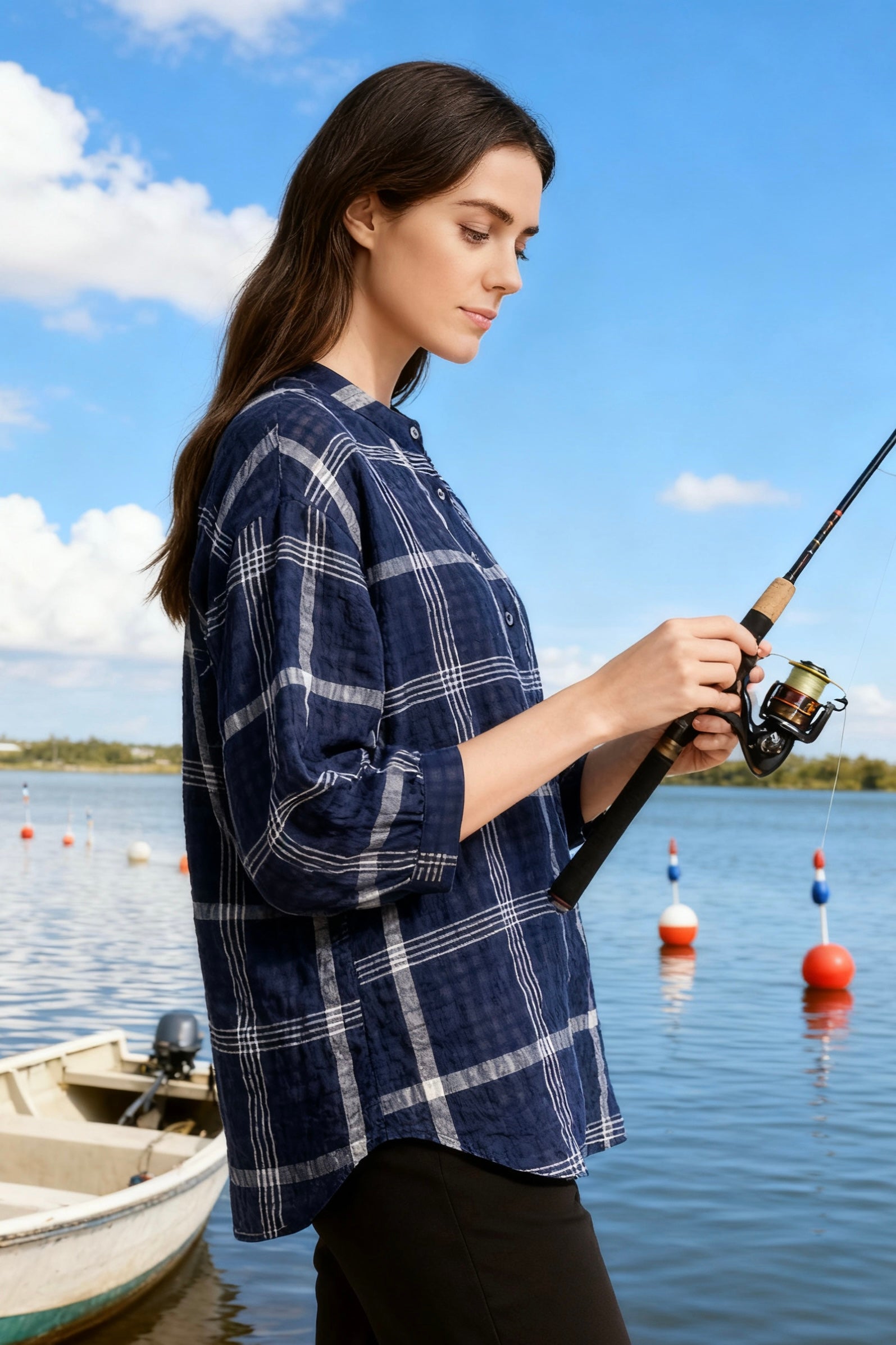 Women’s Oversized Plaid Button-Front Shirt-4