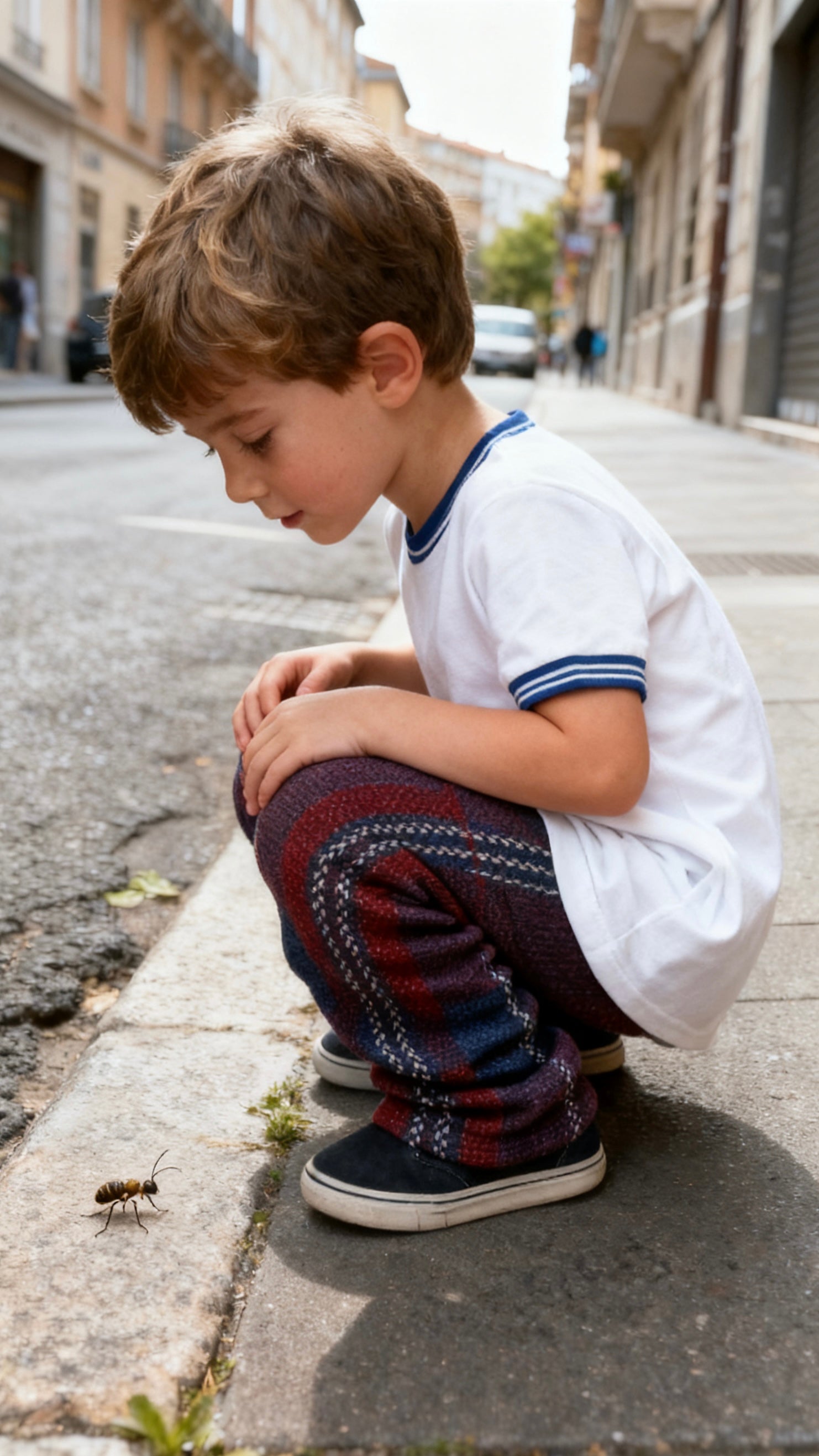 Boys' red and blue plaid pants-2