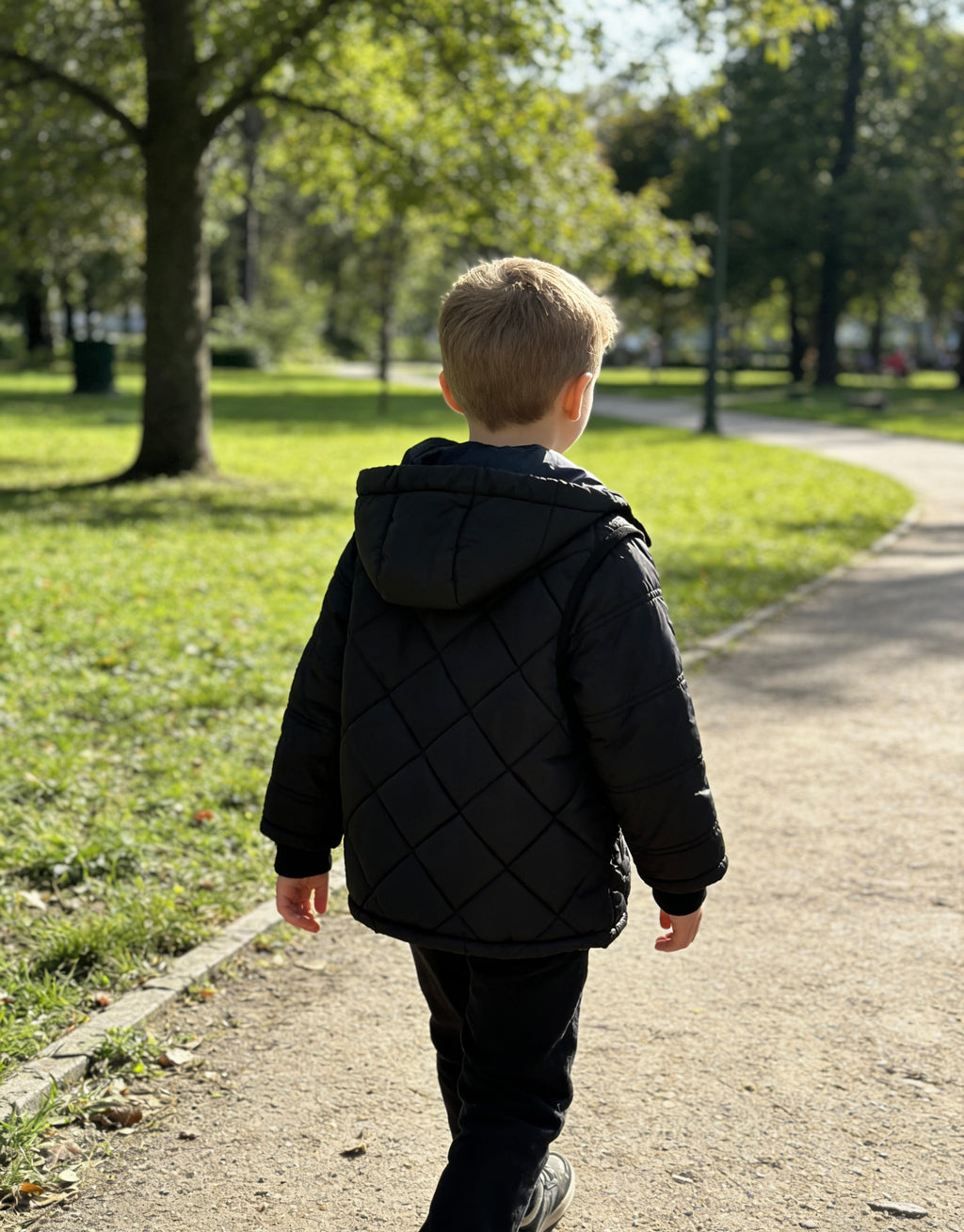 Boys' Hooded Diamond Quilted Convertible Padded Vest/Jacket