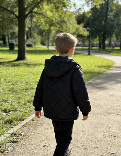 Boys' Hooded Diamond Quilted Convertible Padded Vest/Jacket