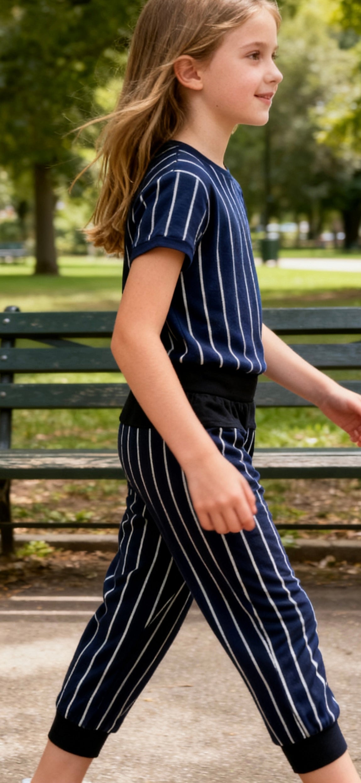 Girls' Striped Jogger Pants-1