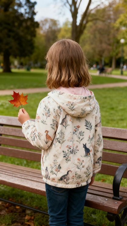 Girls' animal floral hooded windbreaker-1