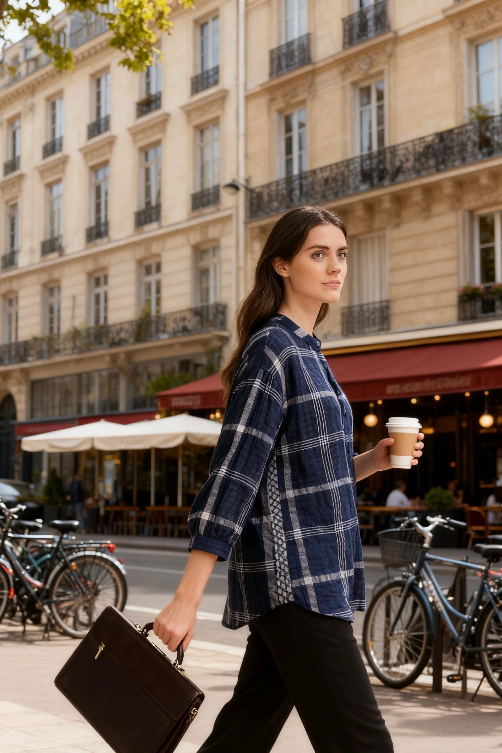 Women’s Oversized Plaid Button-Front Shirt-4