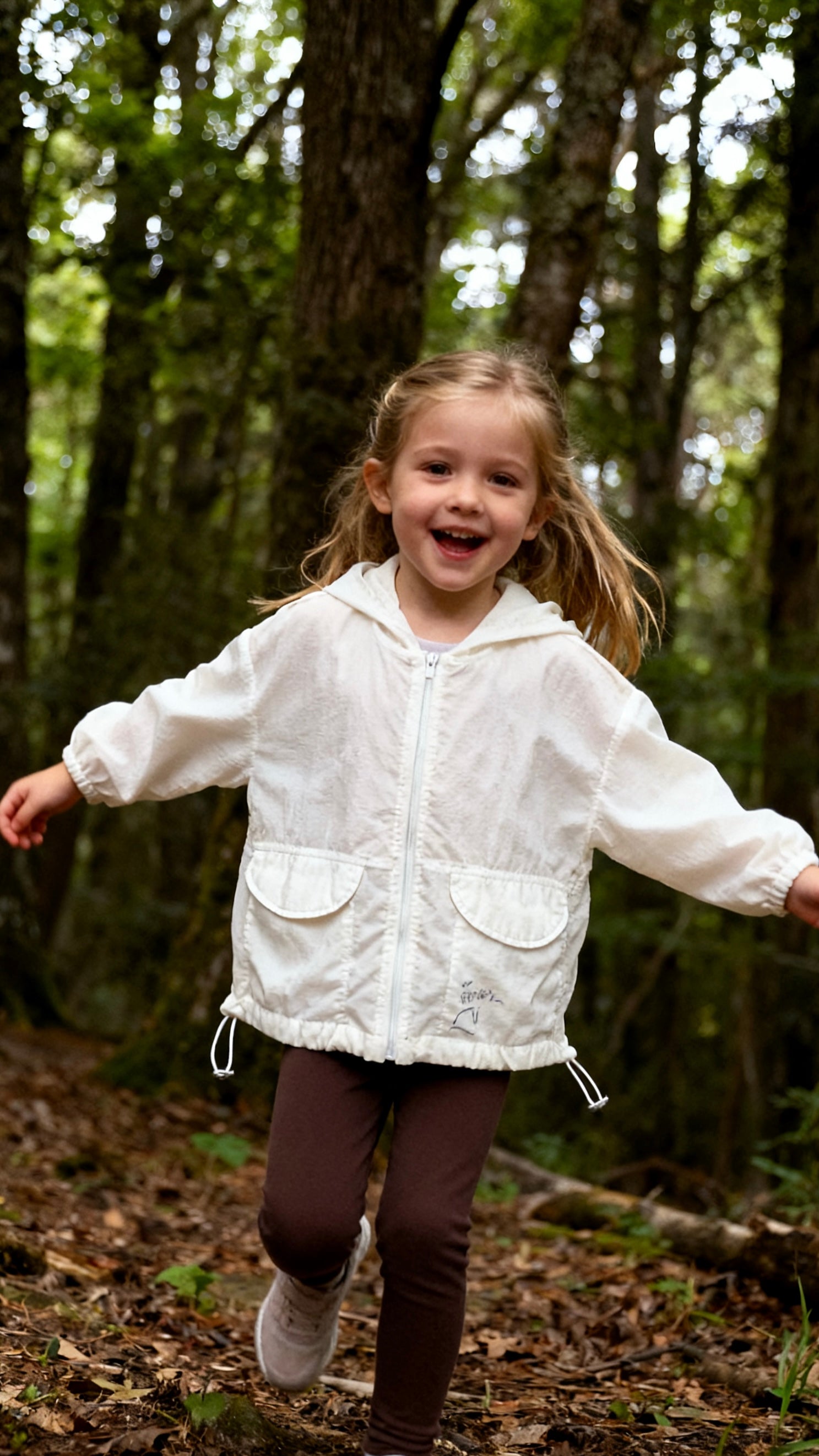 Girls' white drawstring hooded sun jacket-1