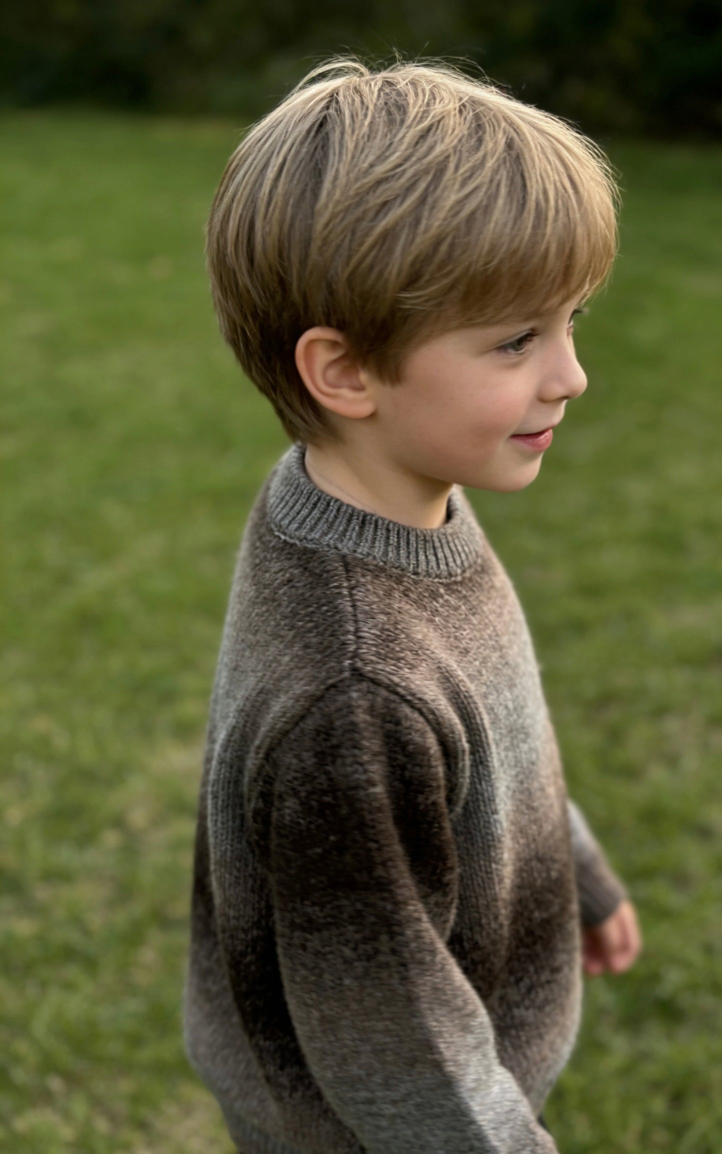 Boy’s brown ombré soft knit crew neck pullover sweater