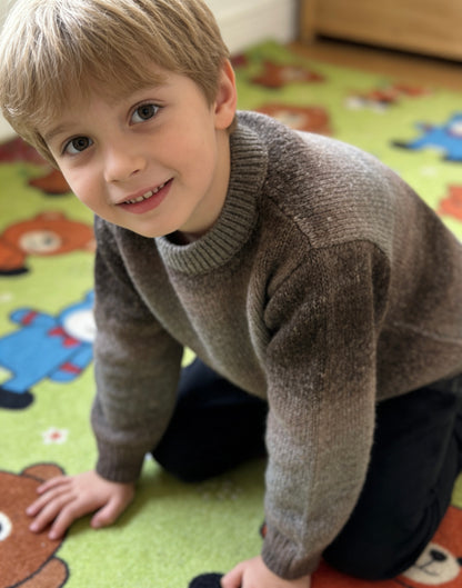 Boy’s brown ombré soft knit crew neck pullover sweater