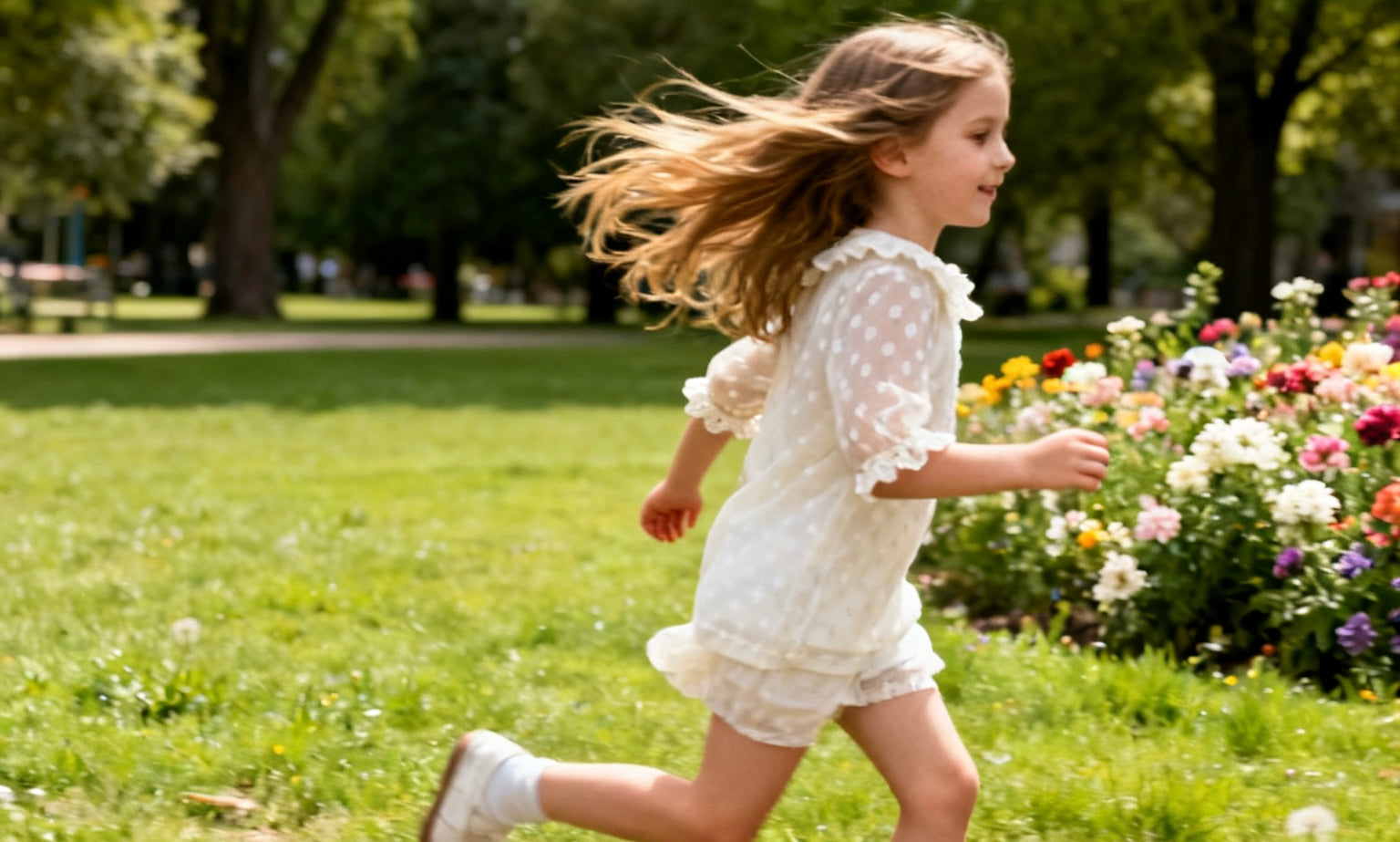 Girls' white polka dot ruffled collar blouse-1