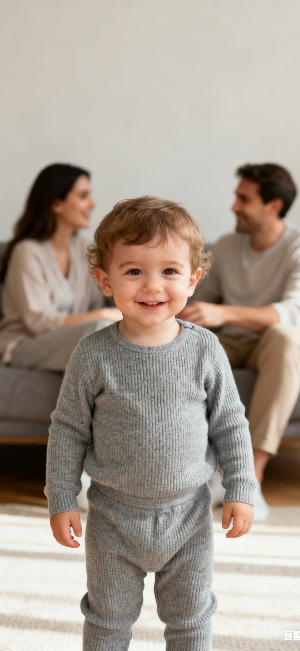 Toddler gray ribbed knit loungewear set-3