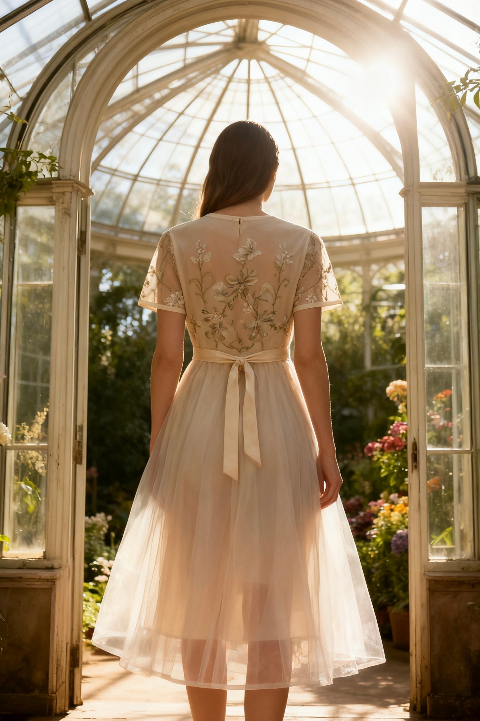 Embroidered Tulle Midi Dress-4