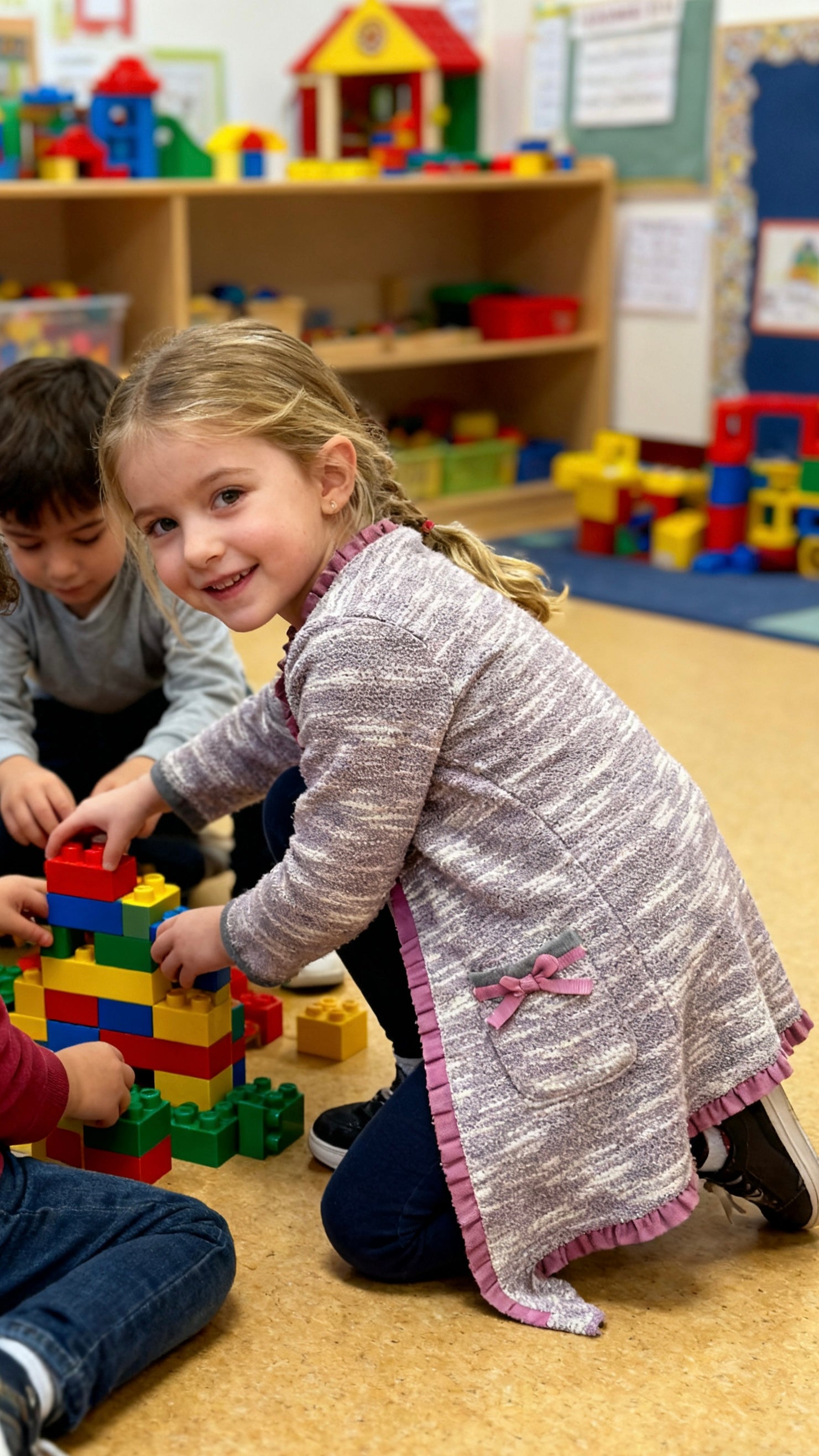 Girls' ruffled knit cardigan-1