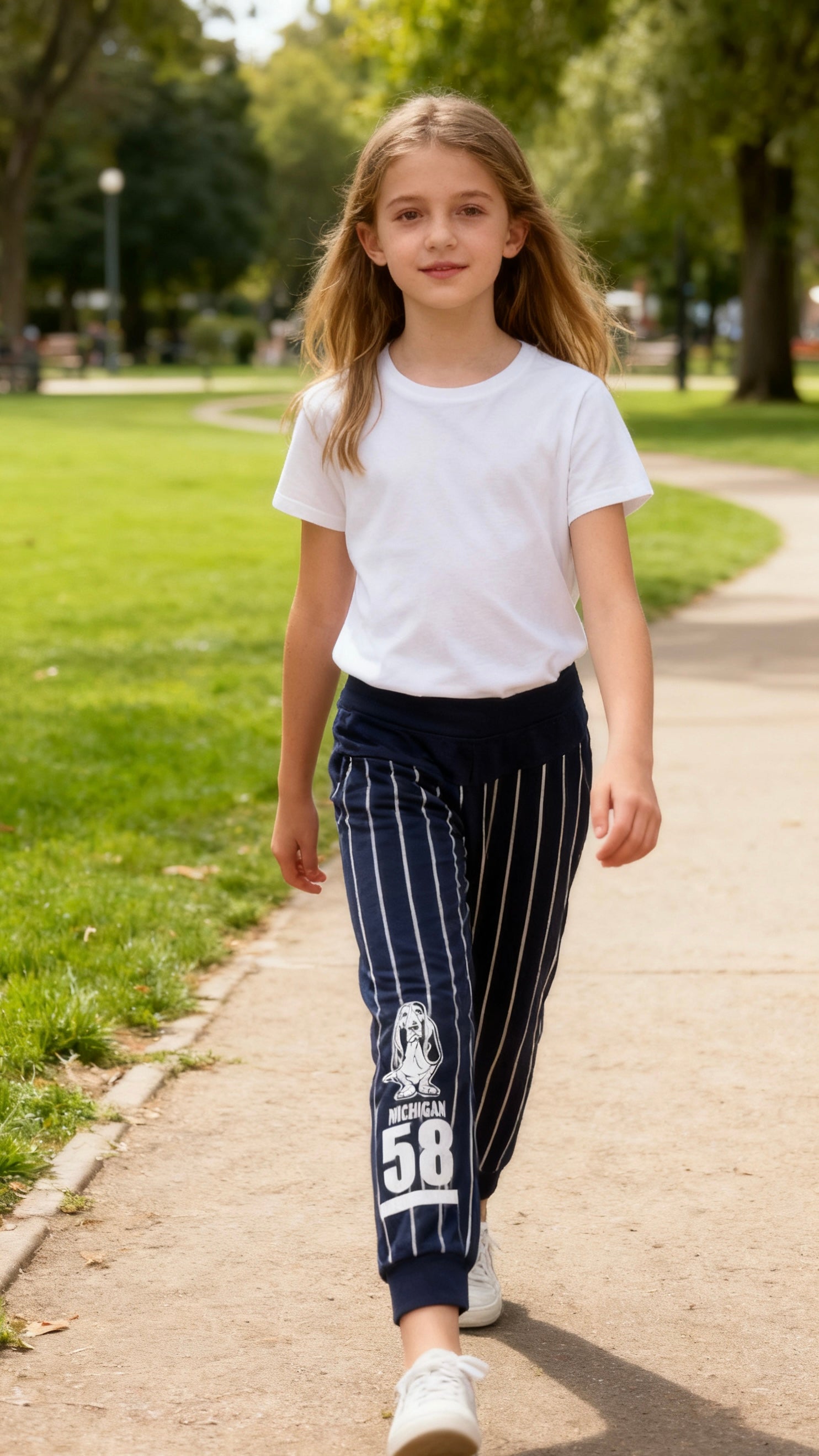 Girls' Striped Jogger Pants-1