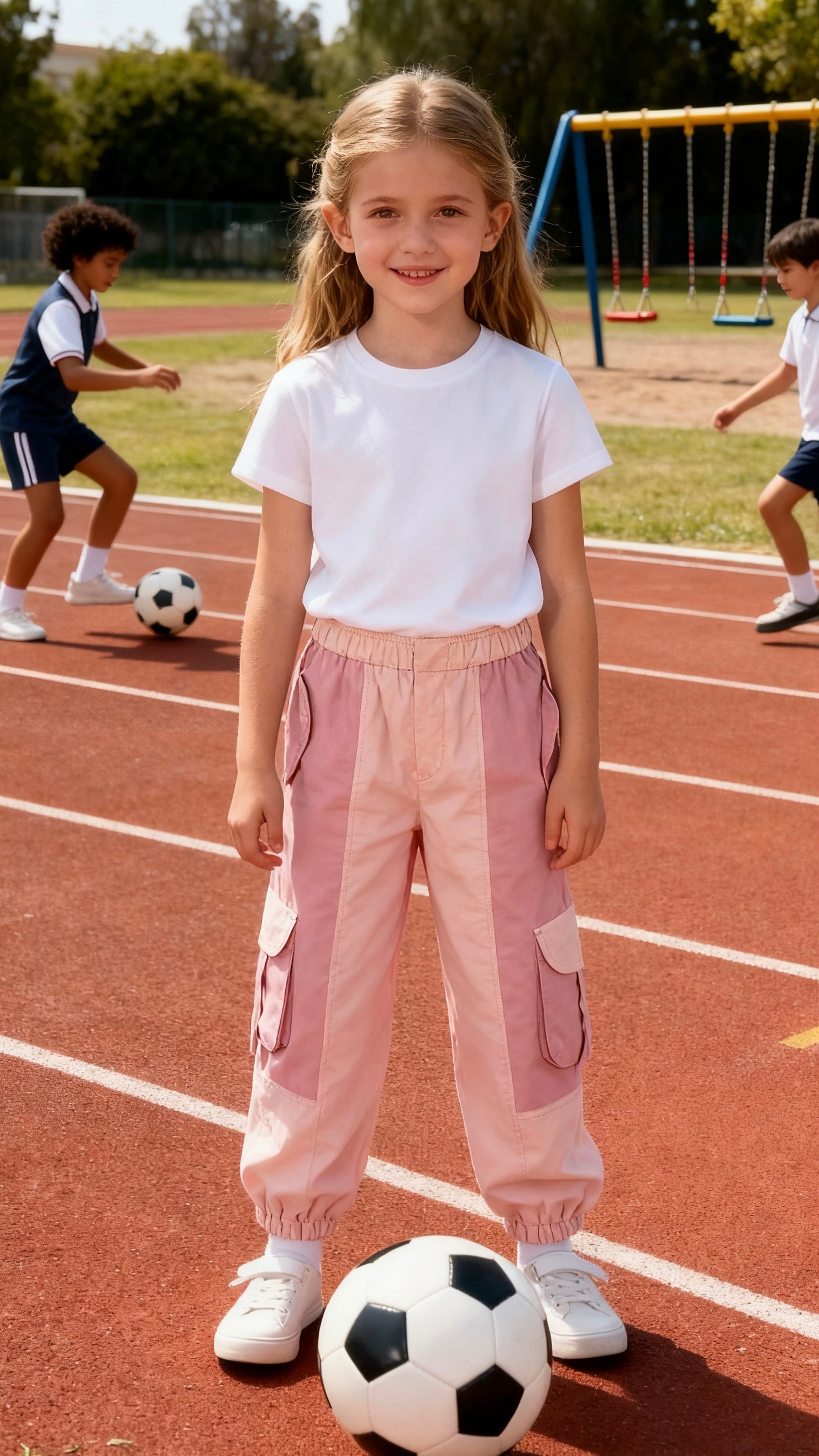 Girls’ Pastel Pink Cargo Pants-1