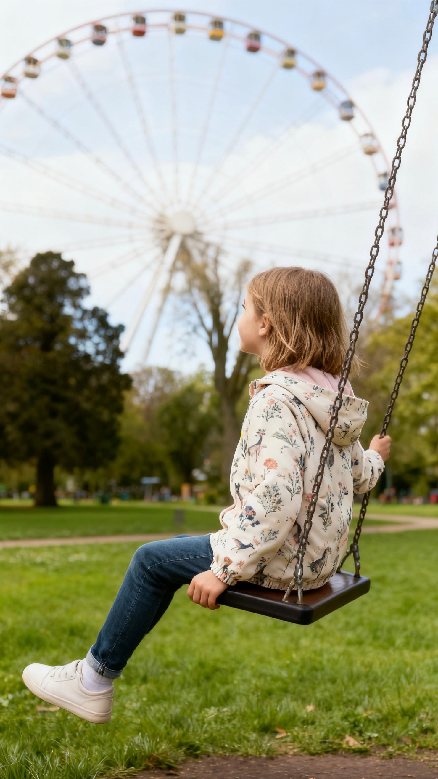 Girls' animal floral hooded windbreaker-1