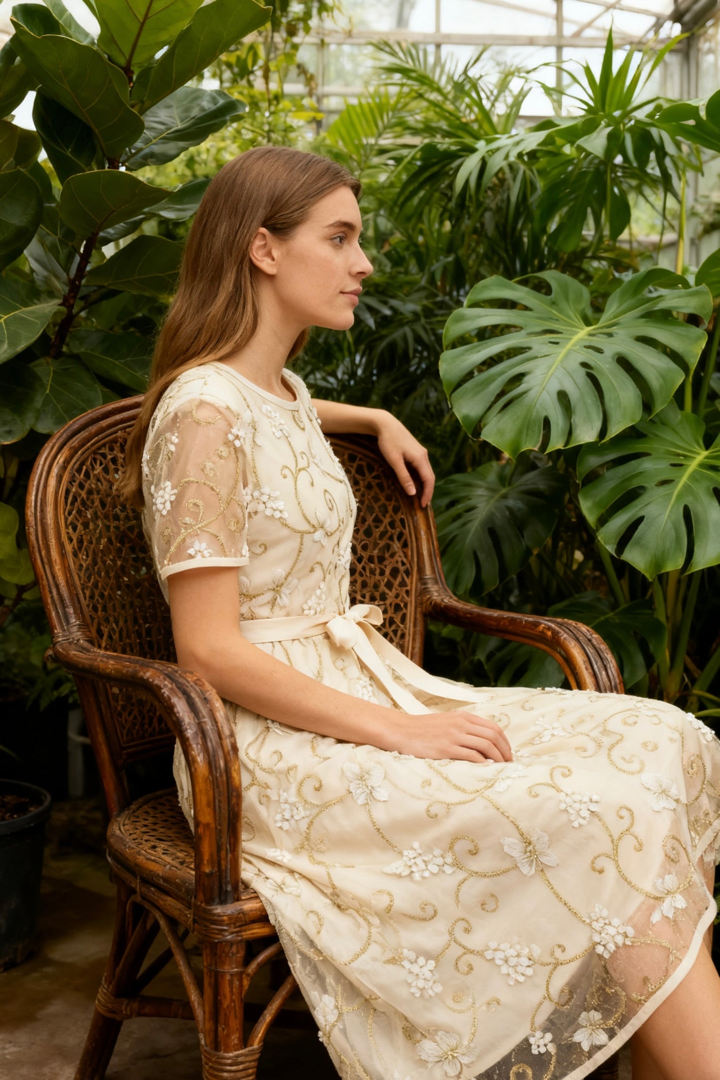 Embroidered Tulle Midi Dress-4