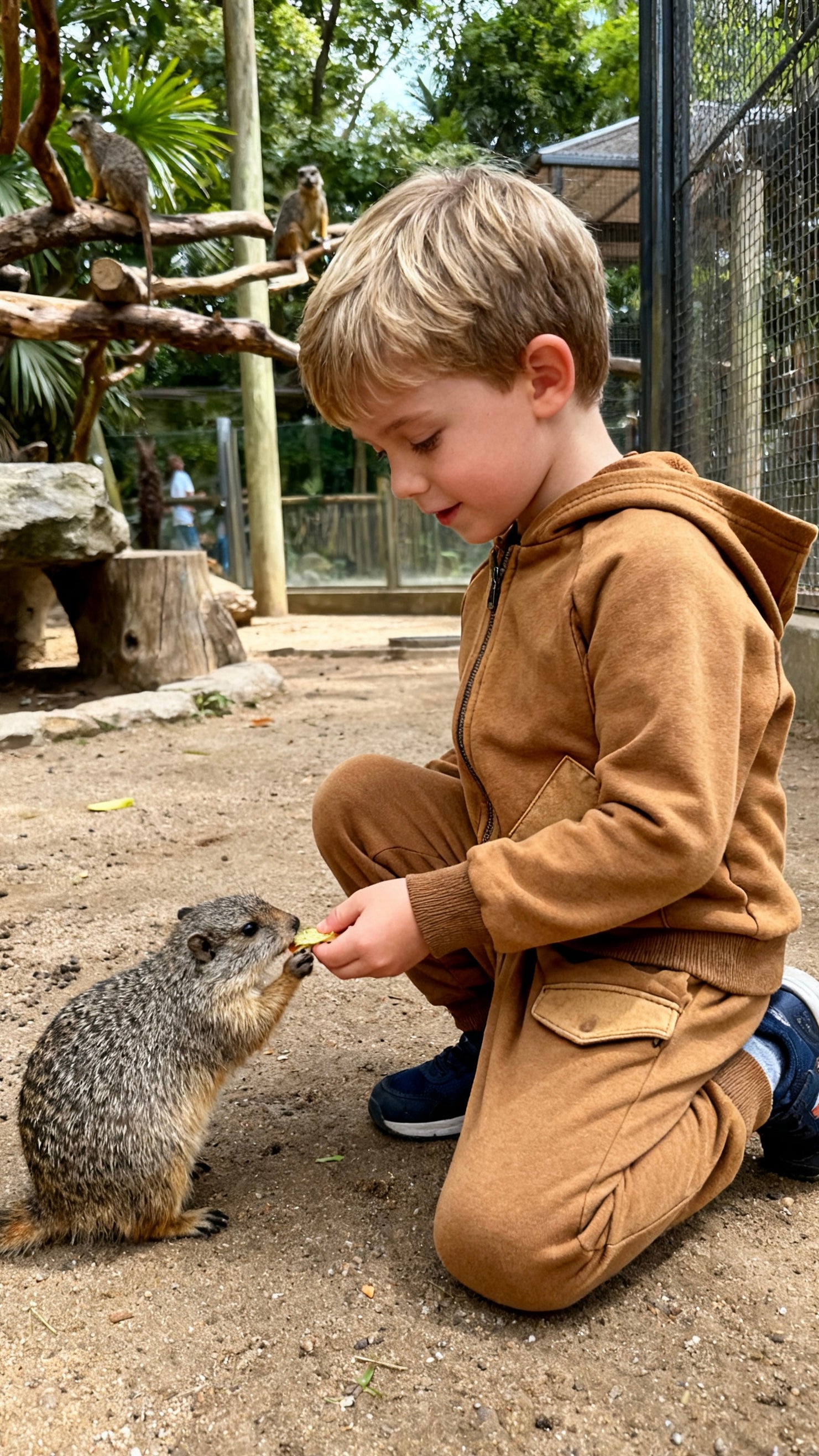 Boys' tan zip-up hoodie-2