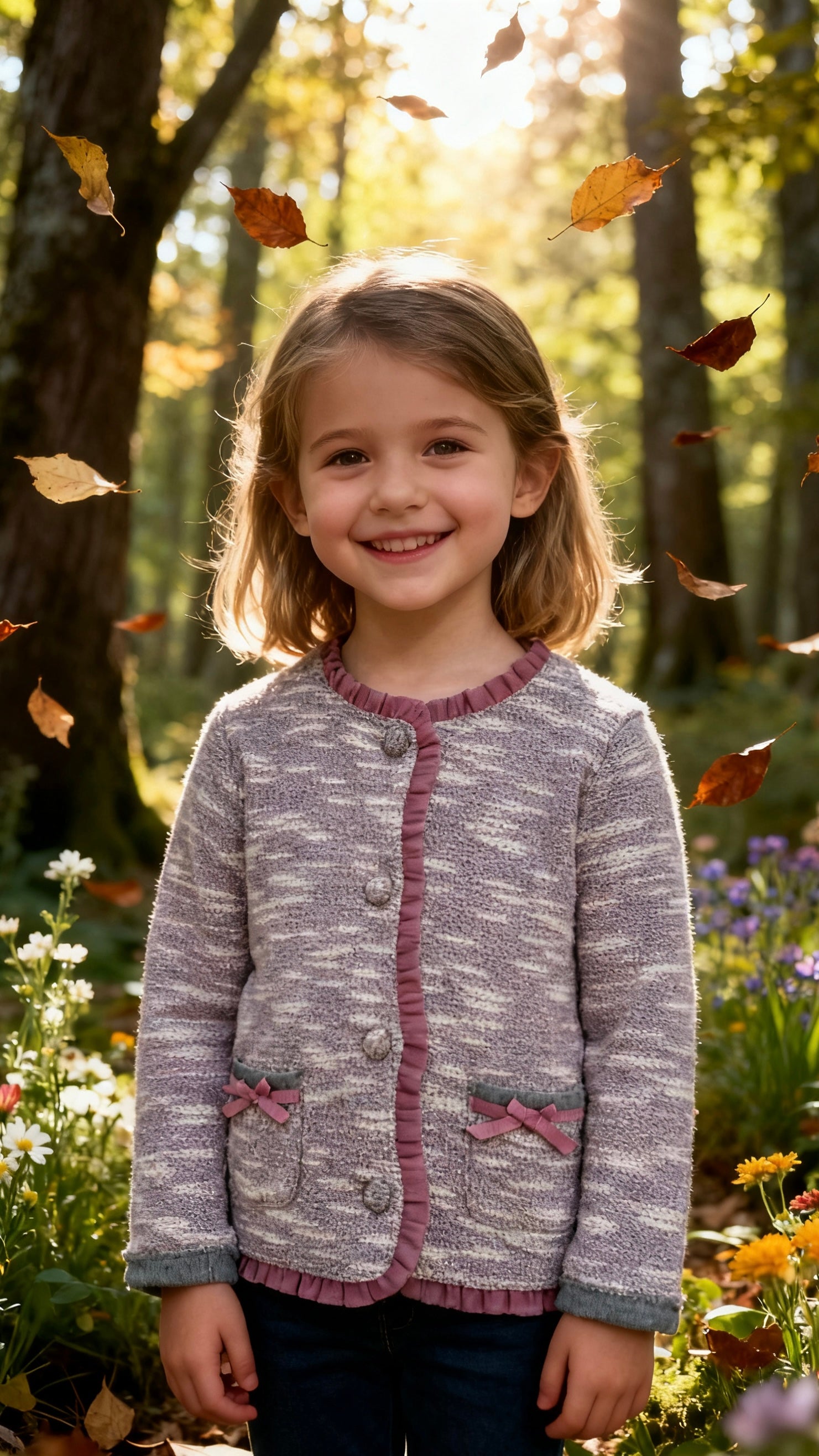 Girls' ruffled knit cardigan-1