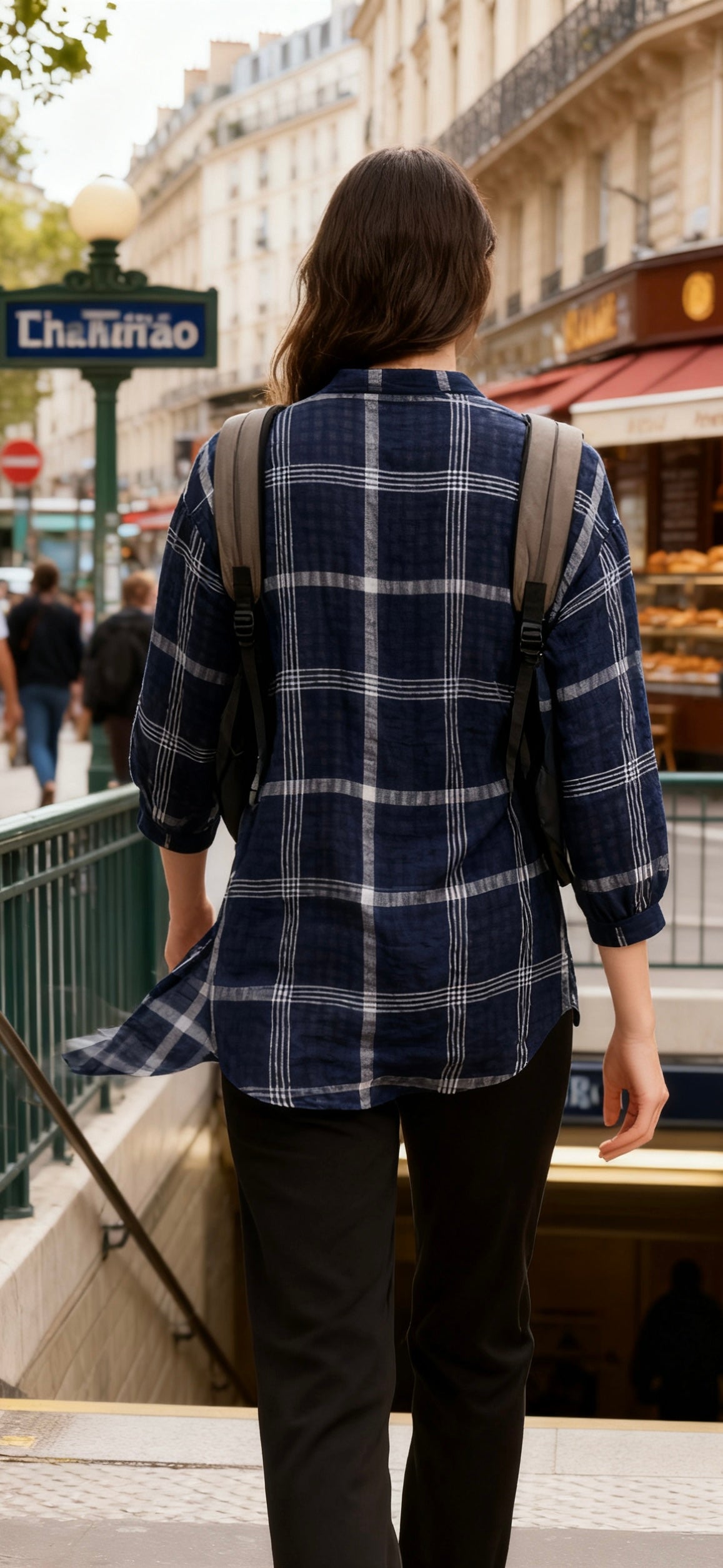 Women’s Oversized Plaid Button-Front Shirt-4