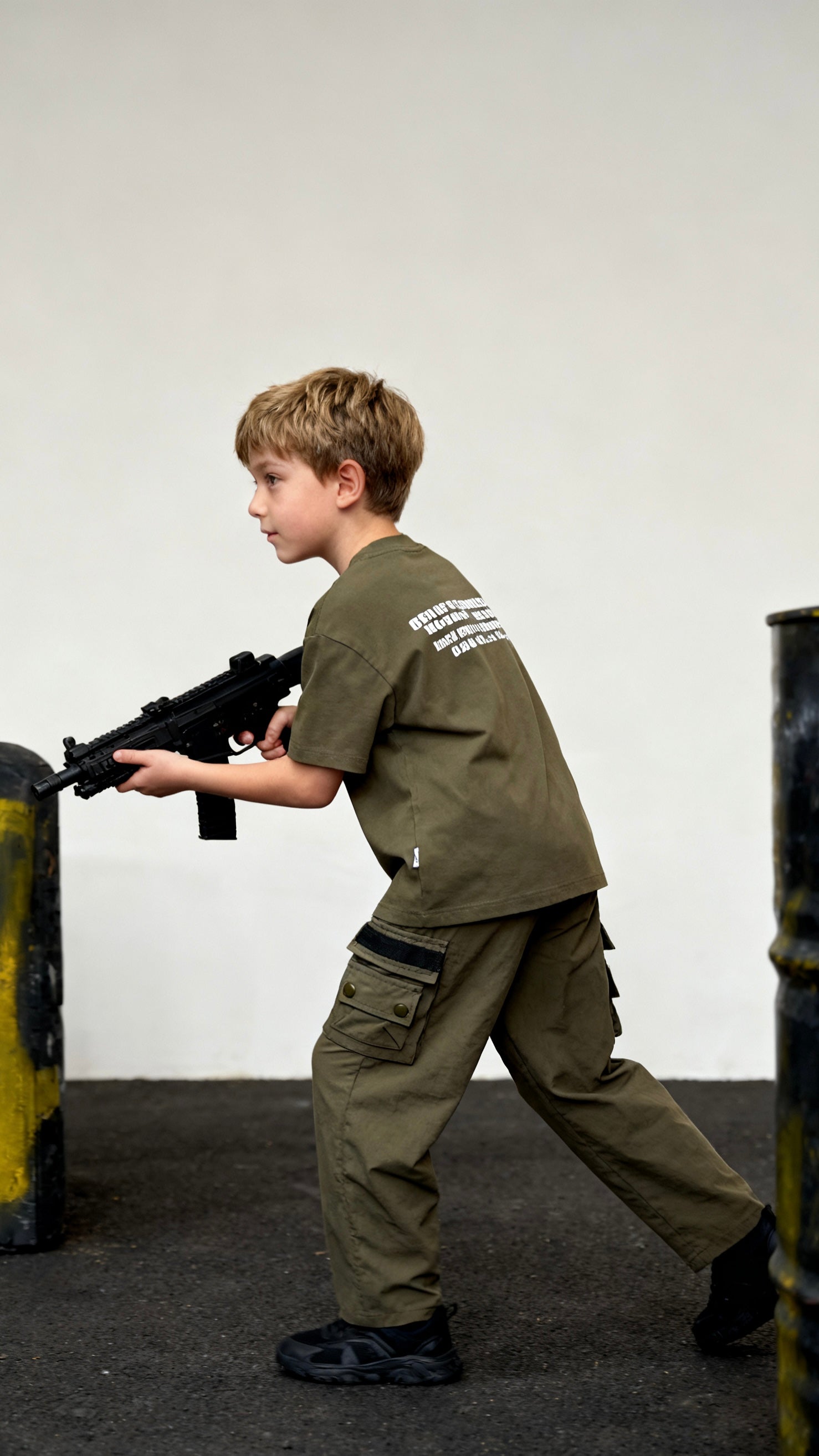 Boys' olive green cargo pants-2