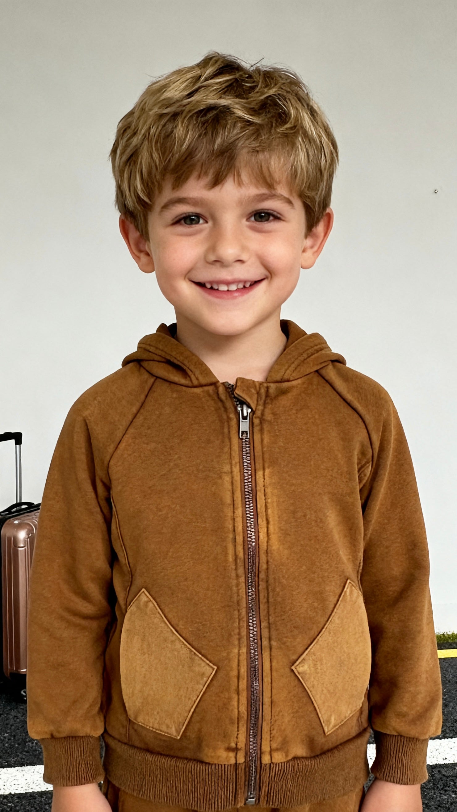 Boys' tan zip-up hoodie-2