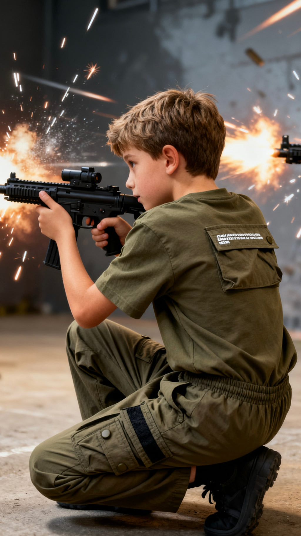 Boys' olive green cargo pants-2