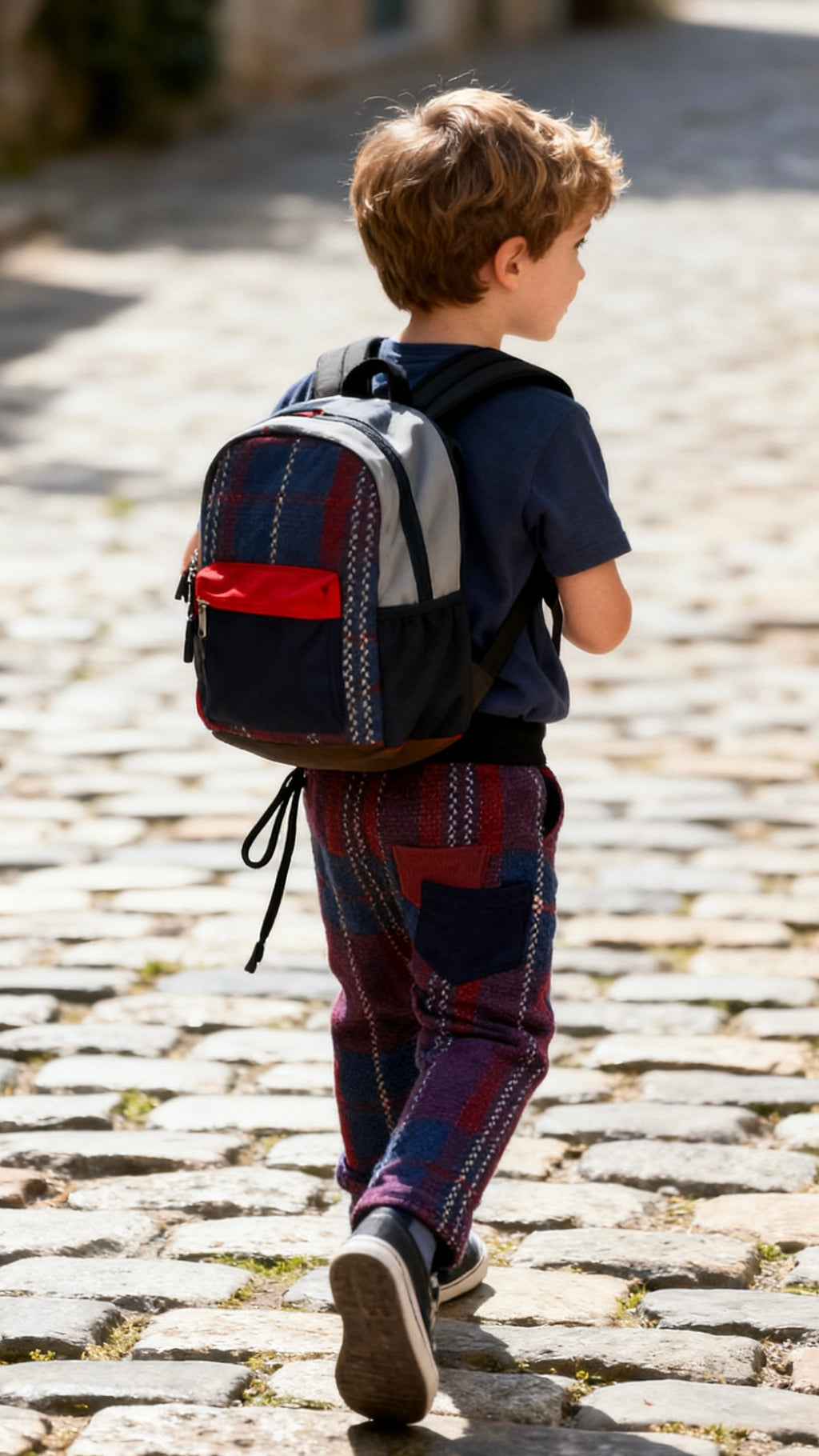 Boys' red and blue plaid pants-2