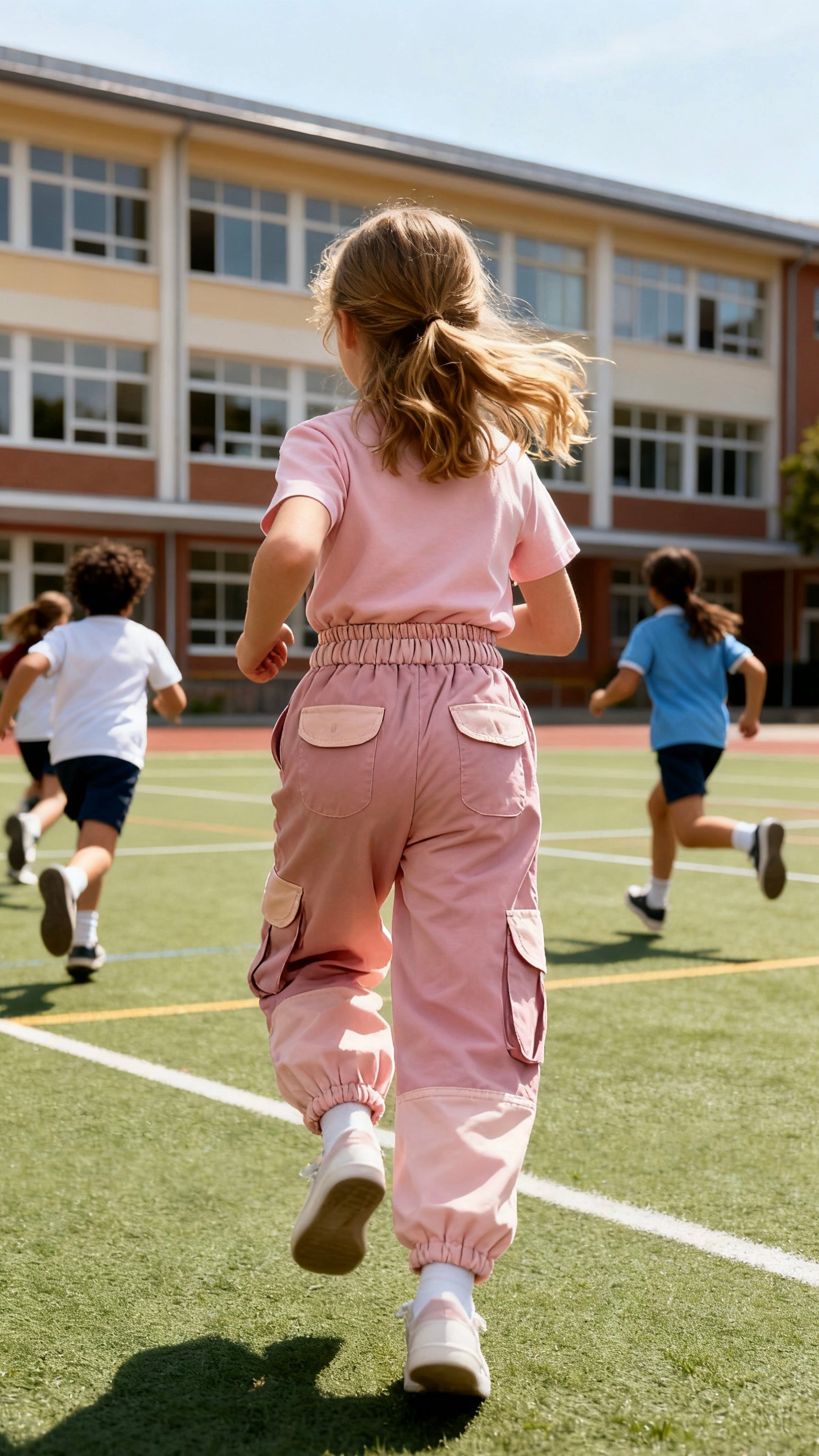 Girls’ Pastel Pink Cargo Pants-1