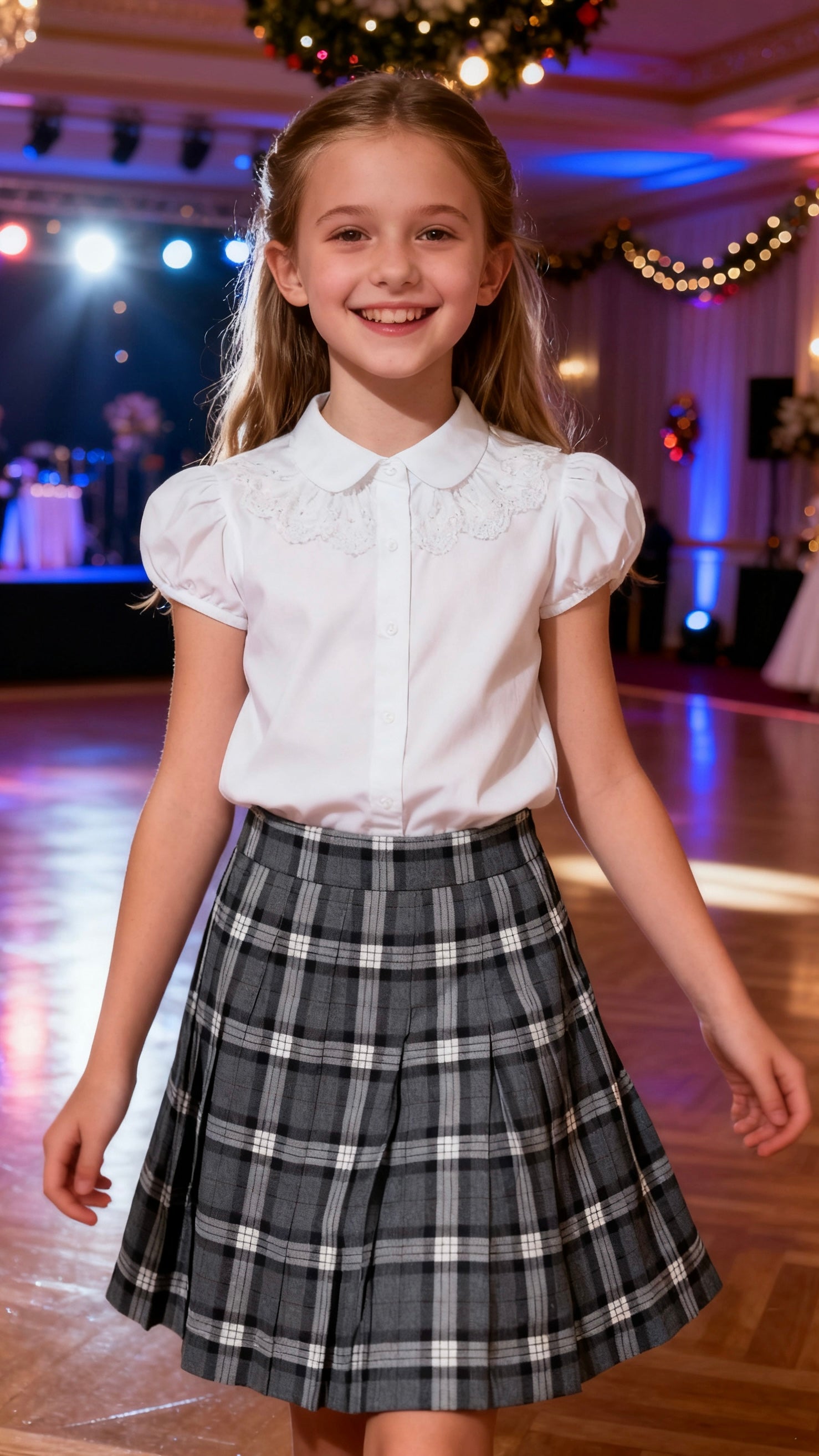 Girls’ plaid pleated skirt-1